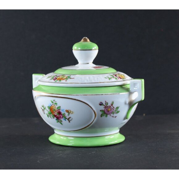 Very Unique Sugar Bowl Made in Japan 24k Gold Trim Rose Pattern 1950s GC - Picture 6 of 13